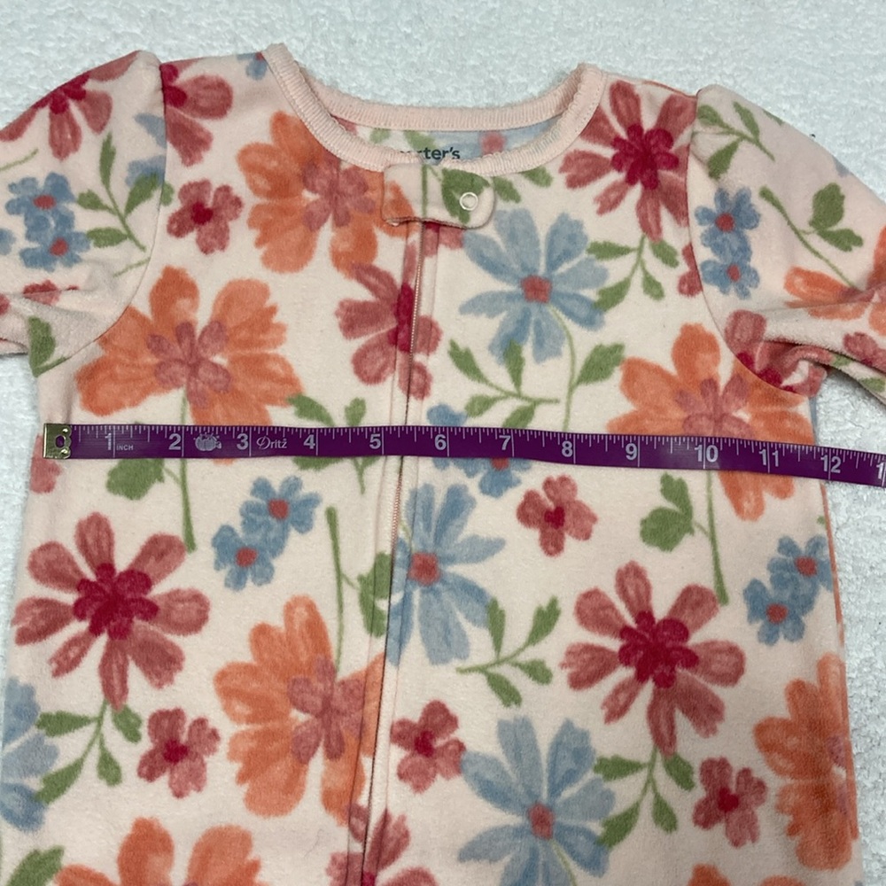 Carters zip fleece feetie pajamas floral flower print 2t footies union suit - Picture 3 of 6